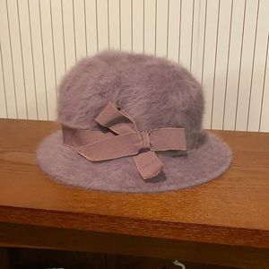 Rabbit fur lilac bowler hat